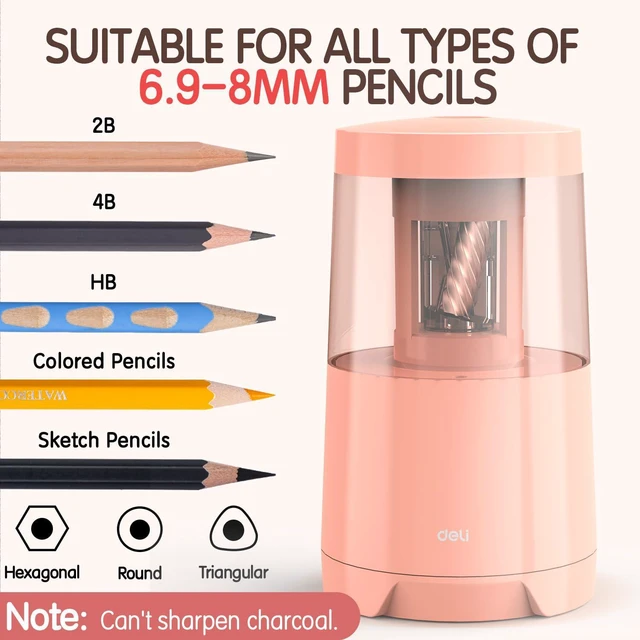 Alt view image 3 of 7 - Electric Pencil Sharpener, Automatic Pencil Sharpeners, Pink Suitable for No.2 Pencils Colored Pencils, Auto Stop, USB & Battery Operated for Students, Classroom, Home and Office