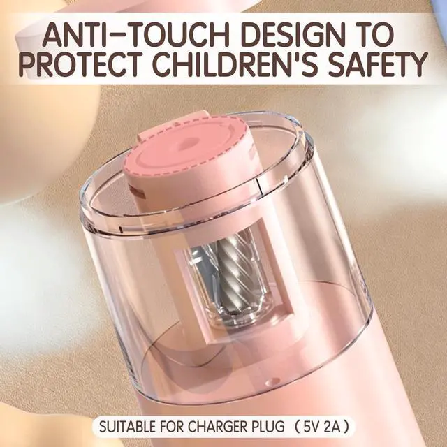 Alt view image 6 of 7 - Electric Pencil Sharpener, Automatic Pencil Sharpeners, Pink Suitable for No.2 Pencils Colored Pencils, Auto Stop, USB & Battery Operated for Students, Classroom, Home and Office