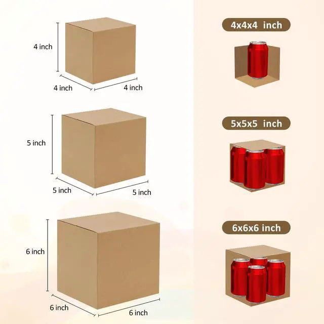 Alt view image 2 of 6 - 30 Pack Small Shipping Boxes Assorted Sizes, 4x4x4 & 5x5x5 & 6x6x6 10 PCS Each Mailing Boxes, Brown Corrugated Box Mailers, Cardboard Boxes for Packaging Small Business
