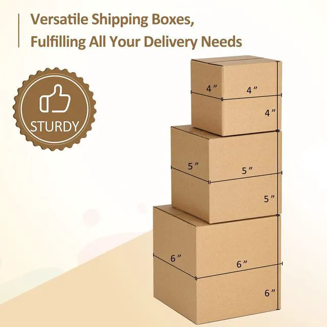 Alt view image 3 of 6 - 30 Pack Small Shipping Boxes Assorted Sizes, 4x4x4 & 5x5x5 & 6x6x6 10 PCS Each Mailing Boxes, Brown Corrugated Box Mailers, Cardboard Boxes for Packaging Small Business