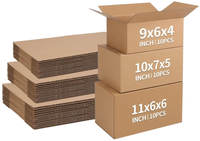 Main image of Assorted Sizes Shipping Boxes 30 Pack (11x6x6, 10x7x5, 9x6x4), Corrugated Cardboard Mailers, Each 10 PCS Small Boxes for Small Business Packaging, Shipping & Storage