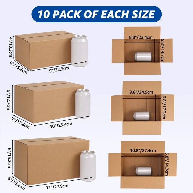 Alt view image 2 of 7 - Assorted Sizes Shipping Boxes 30 Pack (11x6x6, 10x7x5, 9x6x4), Corrugated Cardboard Mailers, Each 10 PCS Small Boxes for Small Business Packaging, Shipping & Storage