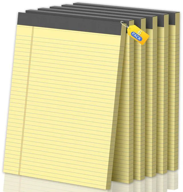 Main image of Legal Pads 8.5 X11, Narrow Ruled Notepads, 6 Pack, 50 Sheet/Pad Yellow Legal Pads, Tear Off Notepad, Perforated Writing Pad, Notebook Paper College Ruled, Notepads For Office Home School