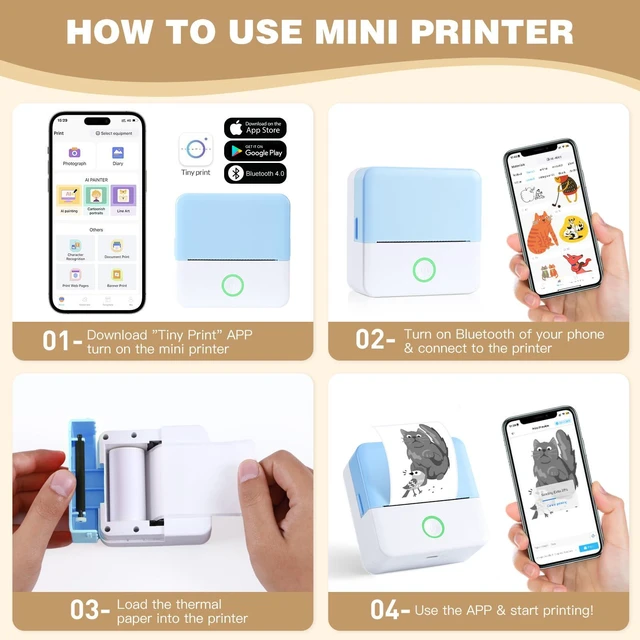 Alt view image 6 of 7 - Mini Sticker Printer, X6 Print Pod with 10 Rolls Thermal Paper Bluetooth Pocket Printer Sticker Maker for Phone, Impresora Portátil for Gifts, DIY, Journaling Supplies, Photos (Blue)