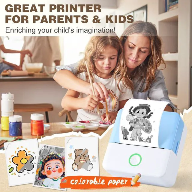 Alt view image 3 of 7 - Mini Sticker Printer, X6 Print Pod with 10 Rolls Thermal Paper Bluetooth Pocket Printer Sticker Maker for Phone, Impresora Portátil for Gifts, DIY, Journaling Supplies, Photos (Blue)