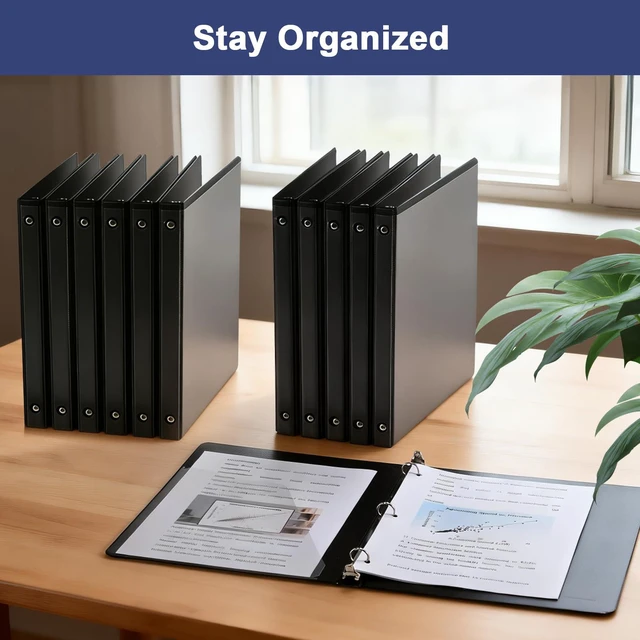 Alt view image 7 of 7 - 0.5-1-Inch 3-Ring-Binder with Pockets, Basic Binders 1-inch View Round Binders Holds US Letter Size 8.5'' x 11'' - Bundle Packs Perfect for Home, Office, and School (0.5'' - Black -12 Packs)