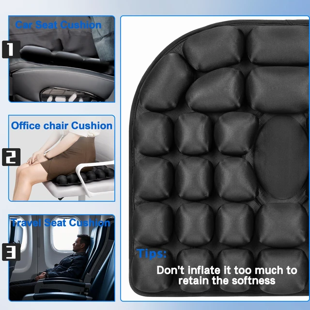 Alt view image 2 of 7 - Upgrade Travel Seat Cushion for Airplane,Portable&Adjustable Air Seat Cushion,Coccyx Tailbone Pain Relief Chair Pad,Inflatable Cushion for Wheelchair, Travel,Driving,Office Work