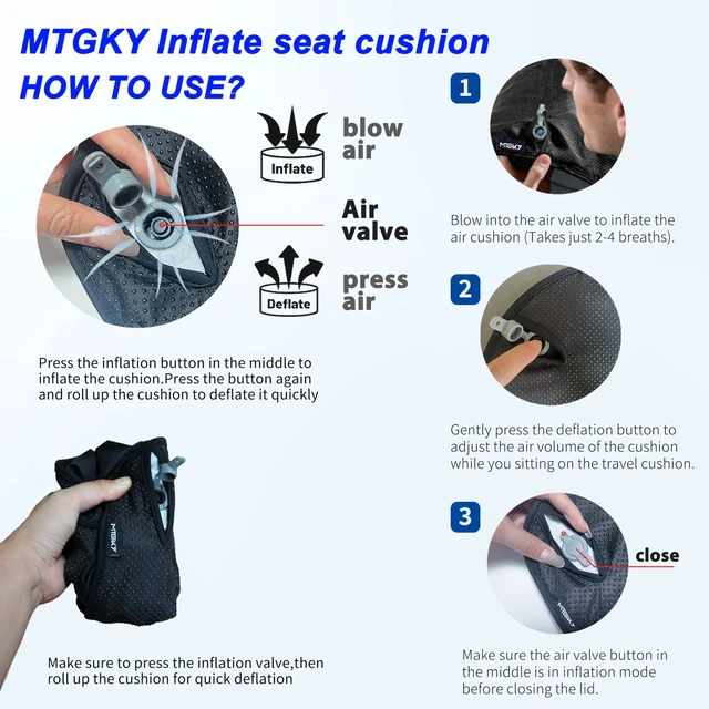 Alt view image 5 of 7 - Upgrade Travel Seat Cushion for Airplane,Portable&Adjustable Air Seat Cushion,Coccyx Tailbone Pain Relief Chair Pad,Inflatable Cushion for Wheelchair, Travel,Driving,Office Work