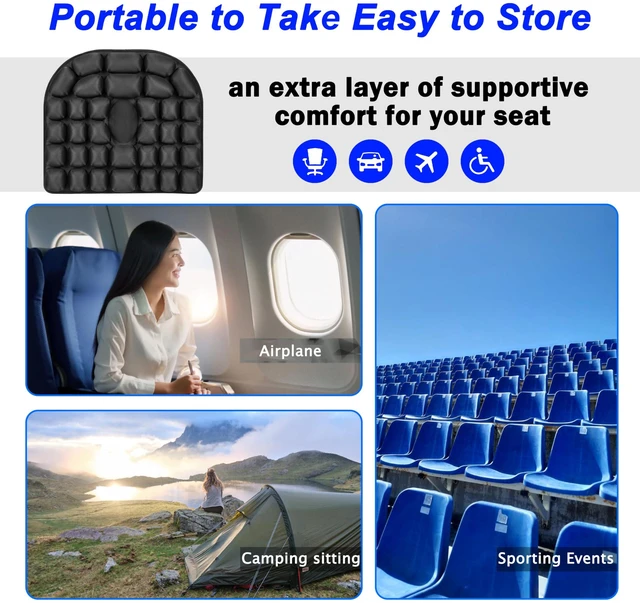 Alt view image 6 of 7 - Upgrade Travel Seat Cushion for Airplane,Portable&Adjustable Air Seat Cushion,Coccyx Tailbone Pain Relief Chair Pad,Inflatable Cushion for Wheelchair, Travel,Driving,Office Work