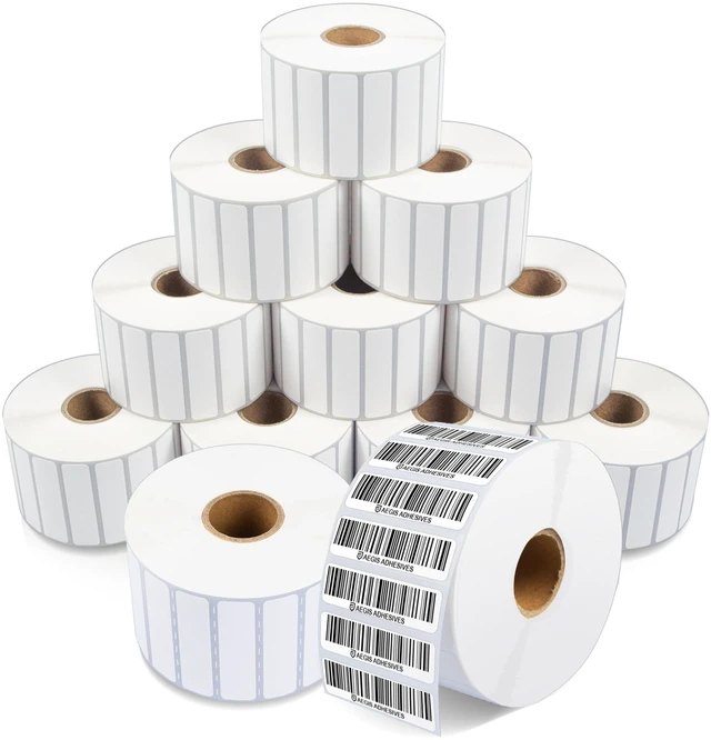 Main image of 2" X 0.5" Direct Thermal Printer Labels (28800 Count, 12 Rolls) SKU Barcode Labels, Small Thermal Stickers for Inventory Identification - Compatible With Zebra and Rollo Printers