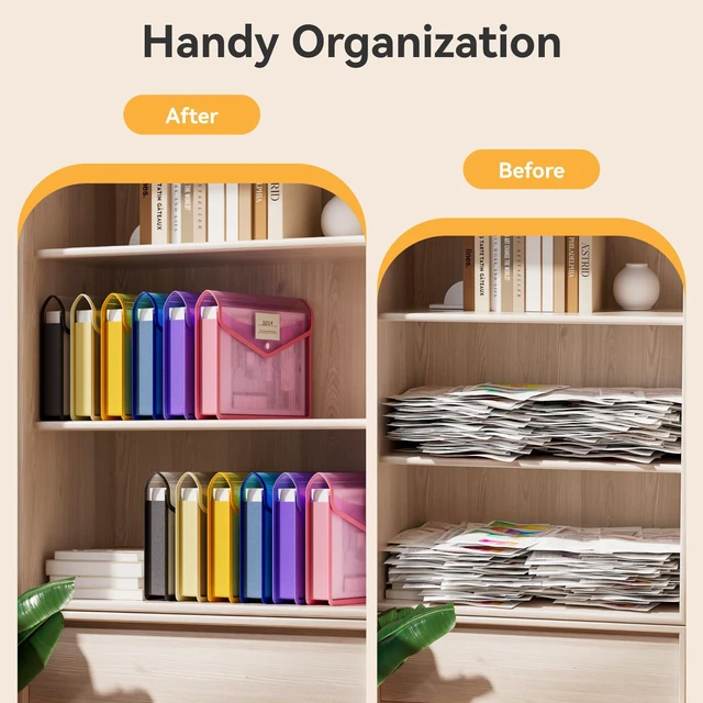 Alt view image 6 of 6 - 6 Pack Plastic File Folder, No Dividers, Assorted Colors fit Letter/A4 Size, Large Capacity with Snap Closure, Colorful File Folder Organizer for School, Office, Home, Hospital