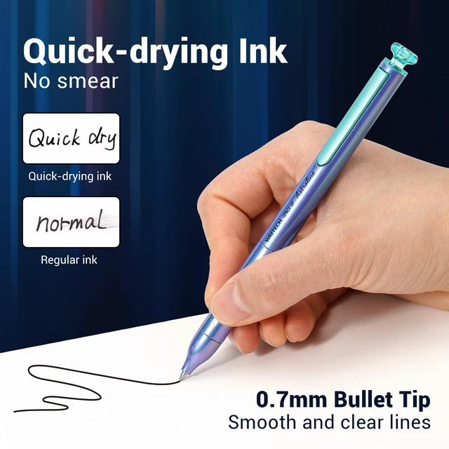 Alt view image 4 of 7 - Gel Pens Black Ink: Sleek Metal Barrel Pen Fine Point 0.7mm Retractable 3ct No Smear Quick Dry Smooth Writing Silent Clicker Space Up Astroline