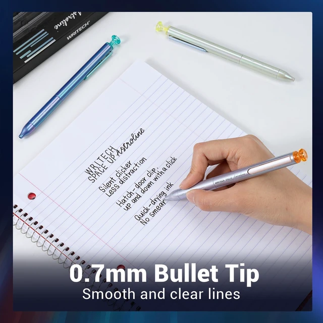 Alt view image 7 of 7 - Gel Pens Black Ink: Sleek Metal Barrel Pen Fine Point 0.7mm Retractable 3ct No Smear Quick Dry Smooth Writing Silent Clicker Space Up Astroline