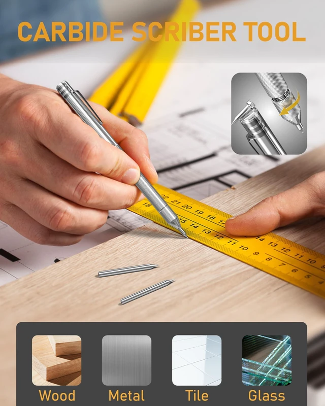 Alt view image 4 of 7 - 49 Pack Carpenter Pencils with Sharpener Carpenter Pencil Set with Deep Hole Long-Nib Markers, Woodworking Tool & Construction Pencils for Architect, DIY with Case