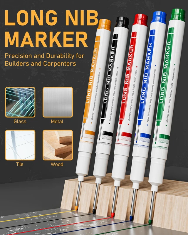Alt view image 3 of 7 - 49 Pack Carpenter Pencils with Sharpener Carpenter Pencil Set with Deep Hole Long-Nib Markers, Woodworking Tool & Construction Pencils for Architect, DIY with Case