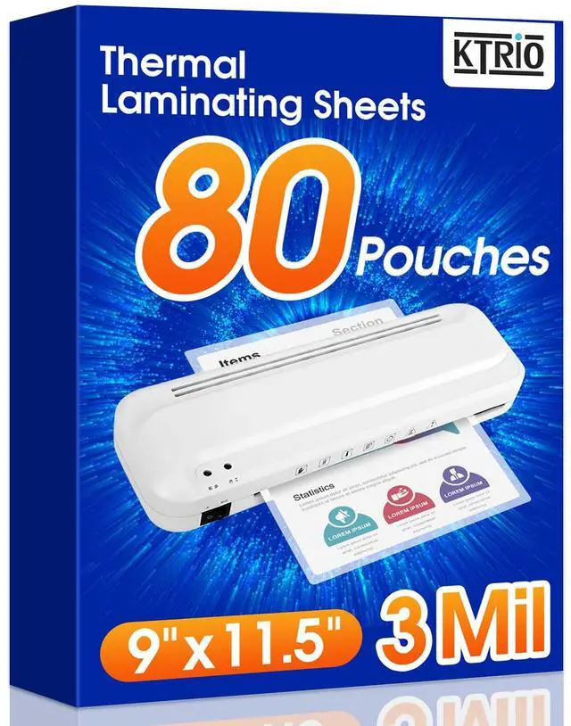 Main image of 80 Pack Laminating Sheets 3 Mil, Hold 8.5 x 11 inch Documents, Menus Actual 9 x 11.5 Thermal Laminating Pouches, Clear Laminate Sheets for Laminator, Letter Size Lamination Paper, Office School