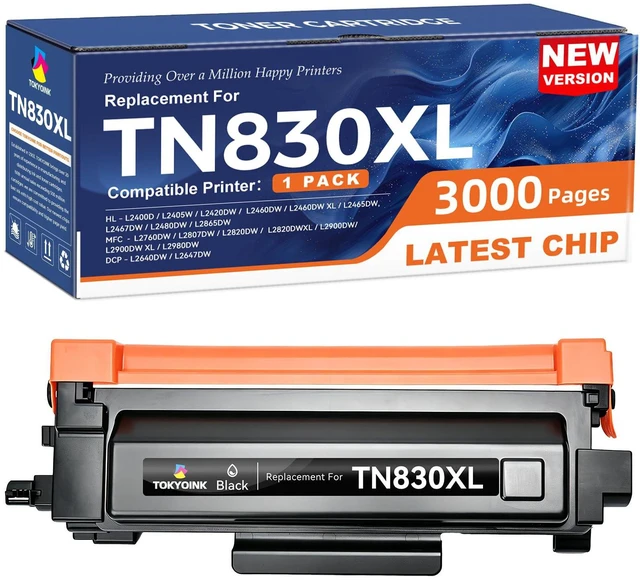 Main image of TN830XL Toner Cartridges Replacement for Brother TN830 830XL 1Pack Compatible for Brother TN830 XL/V/R with DCP-L2640DW MFC-L2820DW HL-L2400D HL-L2460DW HL-L2405W HL-L2465DW HL-L2480DW Printer