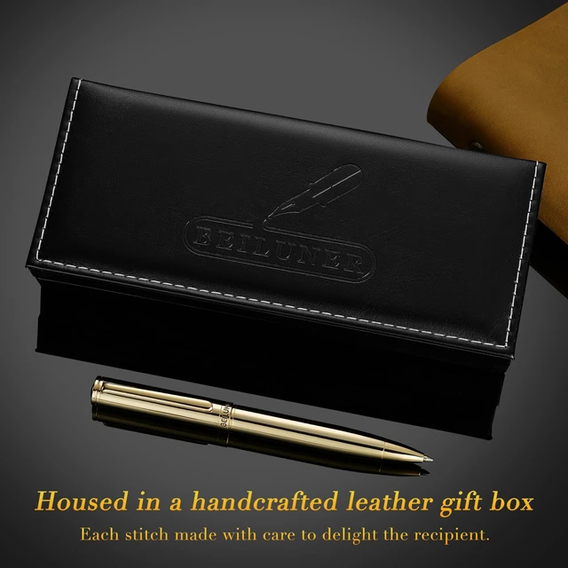 Alt view image 5 of 7 - Gold Gel Pen, Stunning Luxury Pens with 24K Gold Plating, Black Ink Refill, Executive Gift Set for Family & Friends, Writing, Fancy, Office, Retractable, Graduation Gifts, Nice Designer Pens