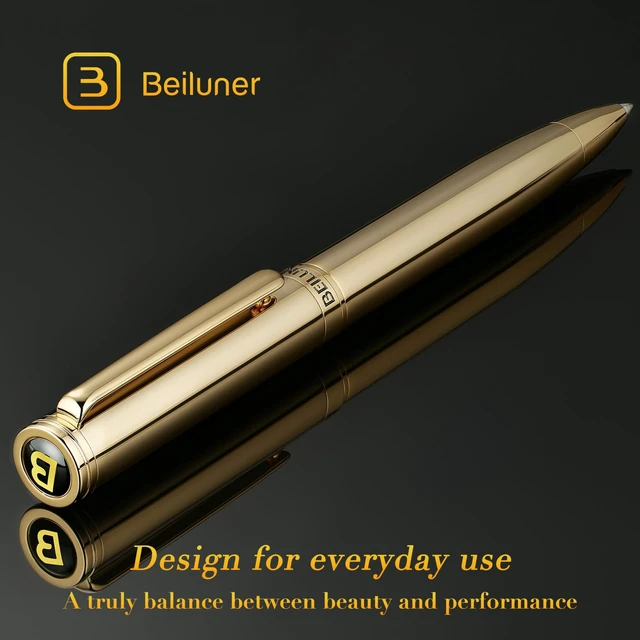 Alt view image 2 of 7 - Gold Gel Pen, Stunning Luxury Pens with 24K Gold Plating, Black Ink Refill, Executive Gift Set for Family & Friends, Writing, Fancy, Office, Retractable, Graduation Gifts, Nice Designer Pens