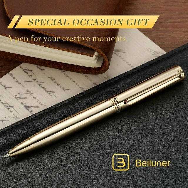 Alt view image 6 of 7 - Gold Gel Pen, Stunning Luxury Pens with 24K Gold Plating, Black Ink Refill, Executive Gift Set for Family & Friends, Writing, Fancy, Office, Retractable, Graduation Gifts, Nice Designer Pens