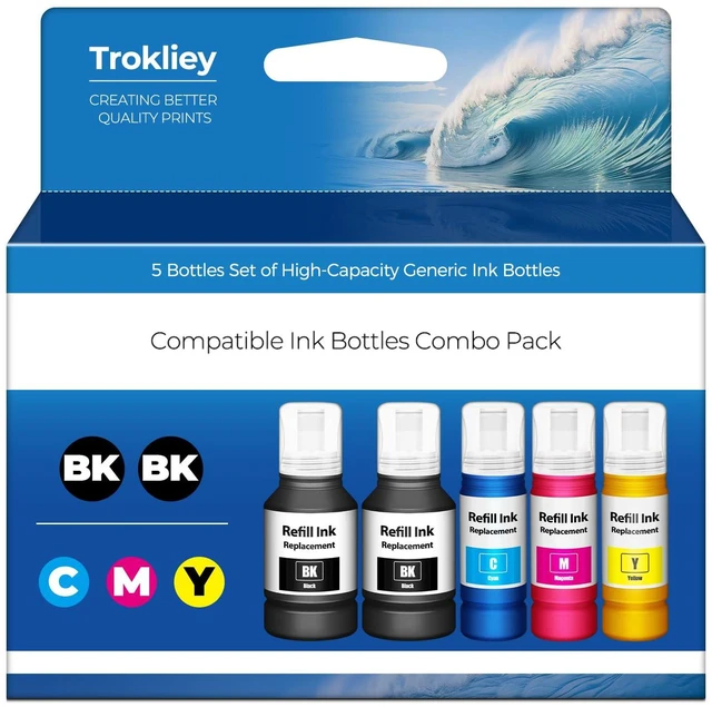 Main image of Ink Refill Bottles ET-2850 ET-3760 ET-3850 (5 Pack) for ET 2850 ET3850 4850 Replacement for ET2850 3850 ET-4850 ET-2760 ET3760 ET-4760 ET-3830 ET-3843 ET-2750 ET-3750 ET-4750 ET-15000 ET-3950 Printer