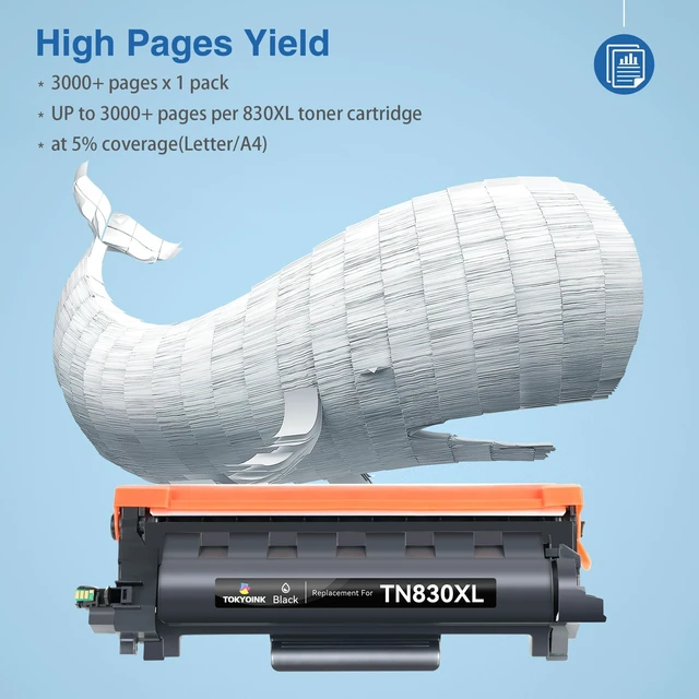 Alt view image 4 of 7 - TN830XL Toner Cartridges Replacement for Brother TN830 830XL 1Pack Compatible for Brother TN830 XL/V/R with DCP-L2640DW MFC-L2820DW HL-L2400D HL-L2460DW HL-L2405W HL-L2465DW HL-L2480DW Printer