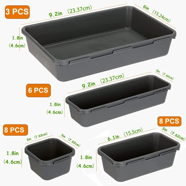 Alt view image 2 of 7 - 25PCS Interlocking Drawer Organizer, Plastic Desk Organizer Set 4-Size Versatile Storage Bins,BPA-free, Non-slip, Fits Any Drawer for Cosmetics, Bathroom, Tools, Kitchen and Office