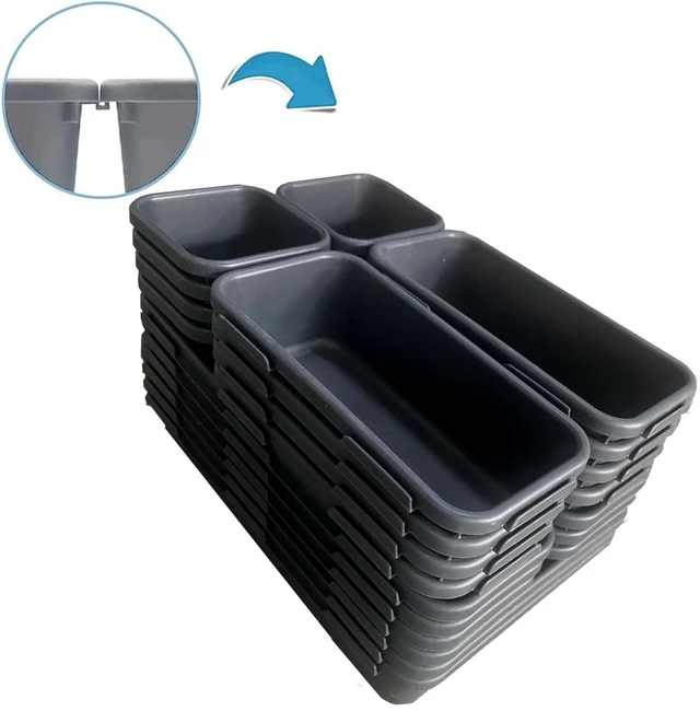 Alt view image 7 of 7 - 25PCS Interlocking Drawer Organizer, Plastic Desk Organizer Set 4-Size Versatile Storage Bins,BPA-free, Non-slip, Fits Any Drawer for Cosmetics, Bathroom, Tools, Kitchen and Office