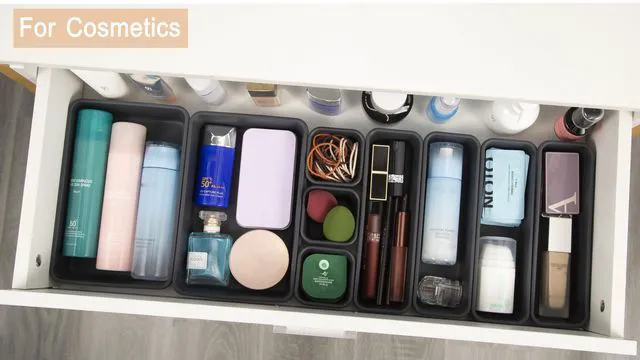 Alt view image 4 of 7 - 25PCS Interlocking Drawer Organizer, Plastic Desk Organizer Set 4-Size Versatile Storage Bins,BPA-free, Non-slip, Fits Any Drawer for Cosmetics, Bathroom, Tools, Kitchen and Office