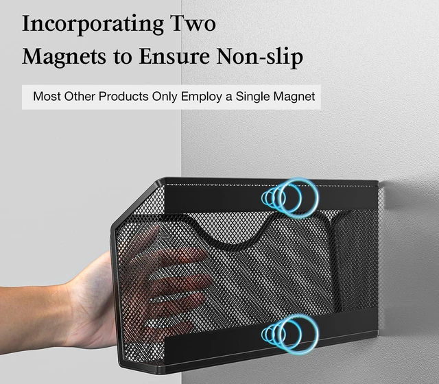 Alt view image 2 of 7 - Magnetic File Holder - 3PCS Paper Mail Organizer No Drilling Strong Dual Magnets Magazine Paper Document Organizer for Cabinets Office Classroom Whiteboard