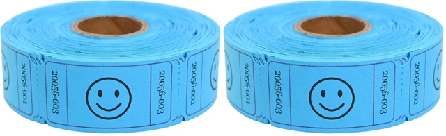 Main image of L LIKED 500 Raffle Tickets 1x2inch Smile Blue Single Roll for Events (Pack of 2)