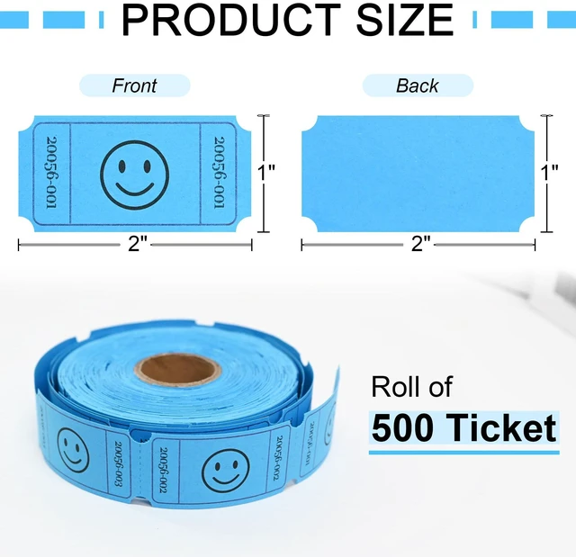 Alt view image 2 of 7 - L LIKED 500 Raffle Tickets 1x2inch Smile Blue Single Roll for Events (Pack of 2)