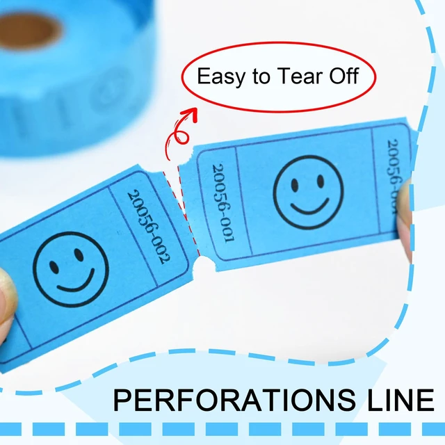 Alt view image 3 of 7 - L LIKED 500 Raffle Tickets 1x2inch Smile Blue Single Roll for Events (Pack of 2)