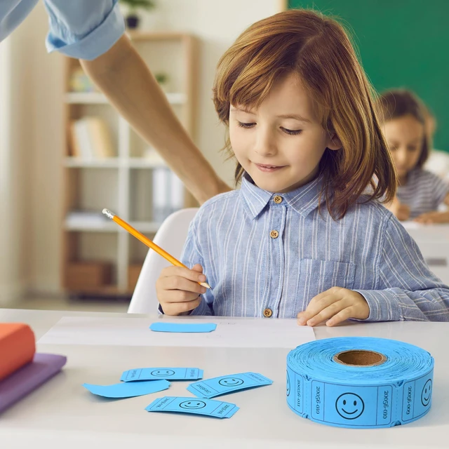 Alt view image 6 of 7 - L LIKED 500 Raffle Tickets 1x2inch Smile Blue Single Roll for Events (Pack of 2)