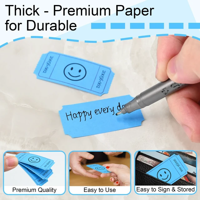 Alt view image 4 of 7 - L LIKED 500 Raffle Tickets 1x2inch Smile Blue Single Roll for Events (Pack of 2)