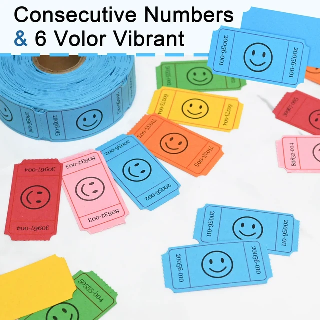 Alt view image 5 of 7 - L LIKED 500 Raffle Tickets 1x2inch Smile Blue Single Roll for Events (Pack of 2)