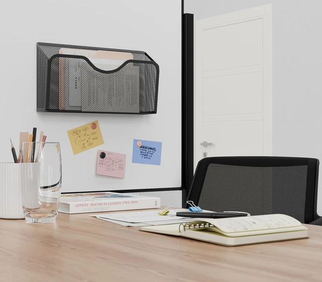 Alt view image 5 of 7 - Magnetic File Holder - 3PCS Paper Mail Organizer No Drilling Strong Dual Magnets Magazine Paper Document Organizer for Cabinets Office Classroom Whiteboard