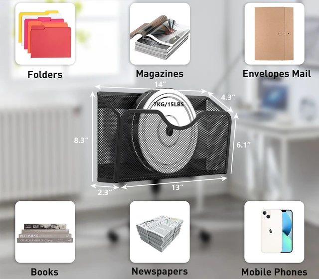 Alt view image 6 of 7 - Magnetic File Holder - 3PCS Paper Mail Organizer No Drilling Strong Dual Magnets Magazine Paper Document Organizer for Cabinets Office Classroom Whiteboard