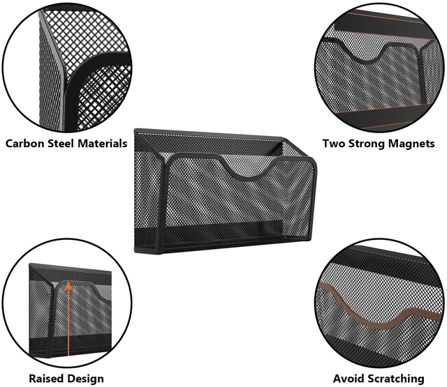 Alt view image 7 of 7 - Magnetic File Holder - 3PCS Paper Mail Organizer No Drilling Strong Dual Magnets Magazine Paper Document Organizer for Cabinets Office Classroom Whiteboard
