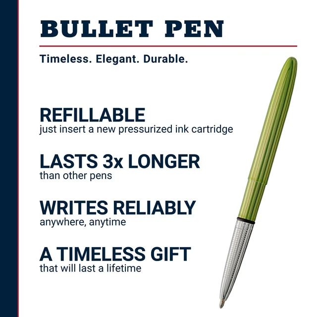 Alt view image 2 of 7 - Space Pen Aurora Borealis Lime Green Ballpoint Bullet Pen, Gift Box Compact Size, Writes Upside Down and in Extreme Temperatures, Smooth Black Ink, Medium Point, Made in the USA