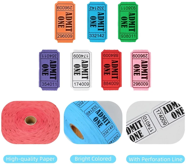 Alt view image 3 of 7 - L LIKED Assorted Colors 14000 Raffle Tickets 1"x2", 7 Rolls Perforated Consecutively numbered for events, carnivals & door prizes rainbow variety pack in 7 easy-tear rolls