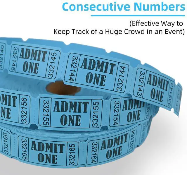 Alt view image 4 of 7 - L LIKED Assorted Colors 14000 Raffle Tickets 1"x2", 7 Rolls Perforated Consecutively numbered for events, carnivals & door prizes rainbow variety pack in 7 easy-tear rolls