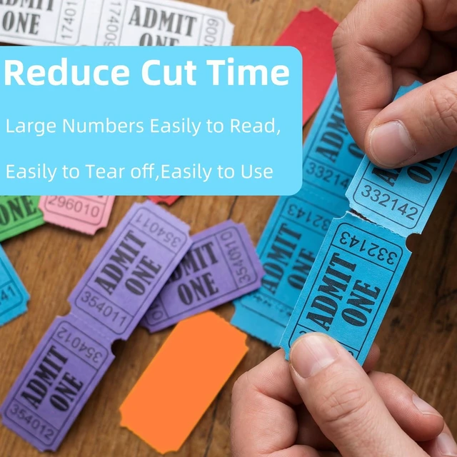 Alt view image 5 of 7 - L LIKED Assorted Colors 14000 Raffle Tickets 1"x2", 7 Rolls Perforated Consecutively numbered for events, carnivals & door prizes rainbow variety pack in 7 easy-tear rolls