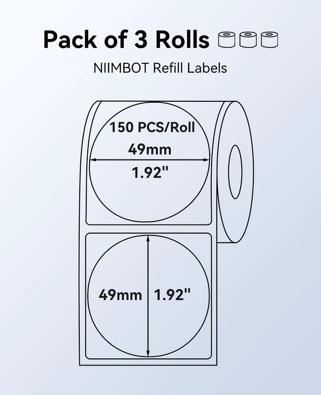 Alt view image 3 of 7 - 3 Rolls Round Clear Labels for B1 B21 B3S K3 Label Maker, 2'' x 2'' (50x50mm) Printer Labels, Food Labels for Jars, Personalized Editable Labels for Home/School/Office