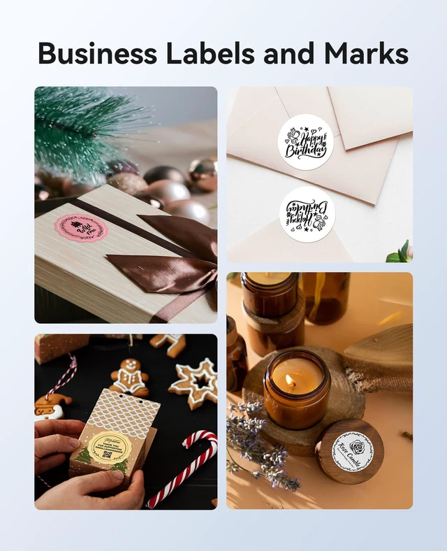 Alt view image 4 of 7 - Round Colorful Labels - 3 Rolls x 1.34'' (34x34mm), Food, Personalized, Home/School/Office