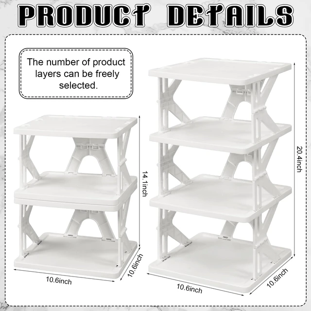 Alt view image 2 of 6 - 4 Tier Foldable Locker Organizer Shelf School Storage,White