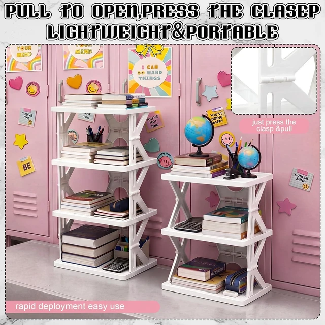 Alt view image 4 of 6 - 4 Tier Foldable Locker Organizer Shelf School Storage,White