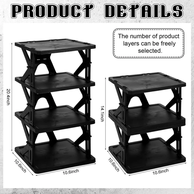 Alt view image 2 of 6 - 4 Tier Foldable Locker Organizer Shelf School Storage,Black