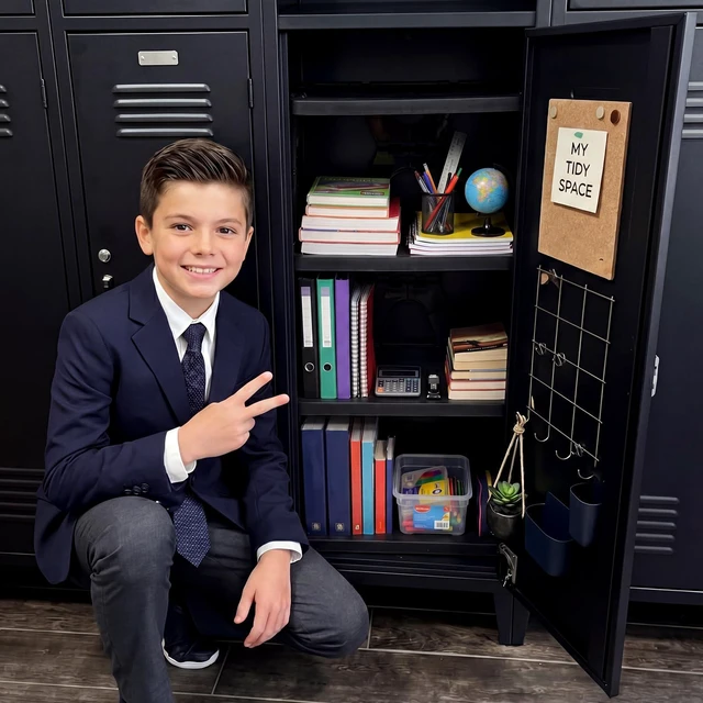 Alt view image 6 of 6 - 4 Tier Foldable Locker Organizer Shelf School Storage,Black