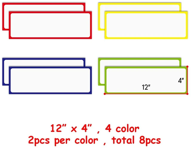Alt view image 2 of 7 - Magnetic Dry Erase Labels Larger 12"x 4", Big Dry Erase Magnetic Labels for Whiteboards, Fridge, School Classroom, Pack of 8